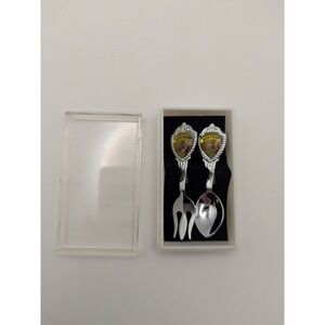 Vtg Kentucky Horse Racing Souvenir Miniature Spoon Fork Set Silver Tone 2.5"
